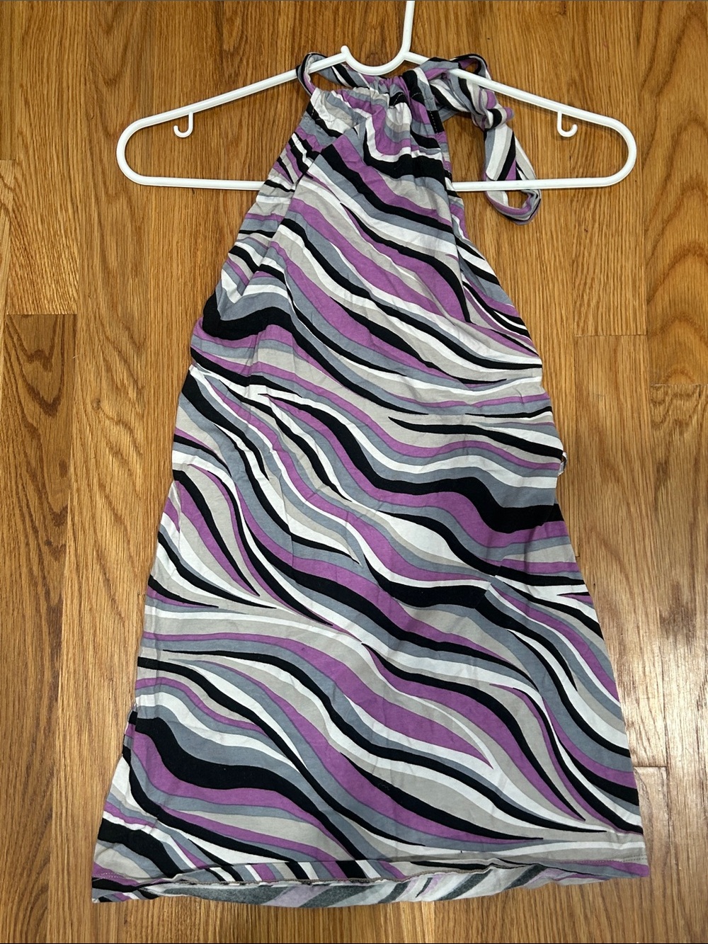 Motel Rocks Groovy swirl Halter Mini Dress in Purple, Black, Gray, White small